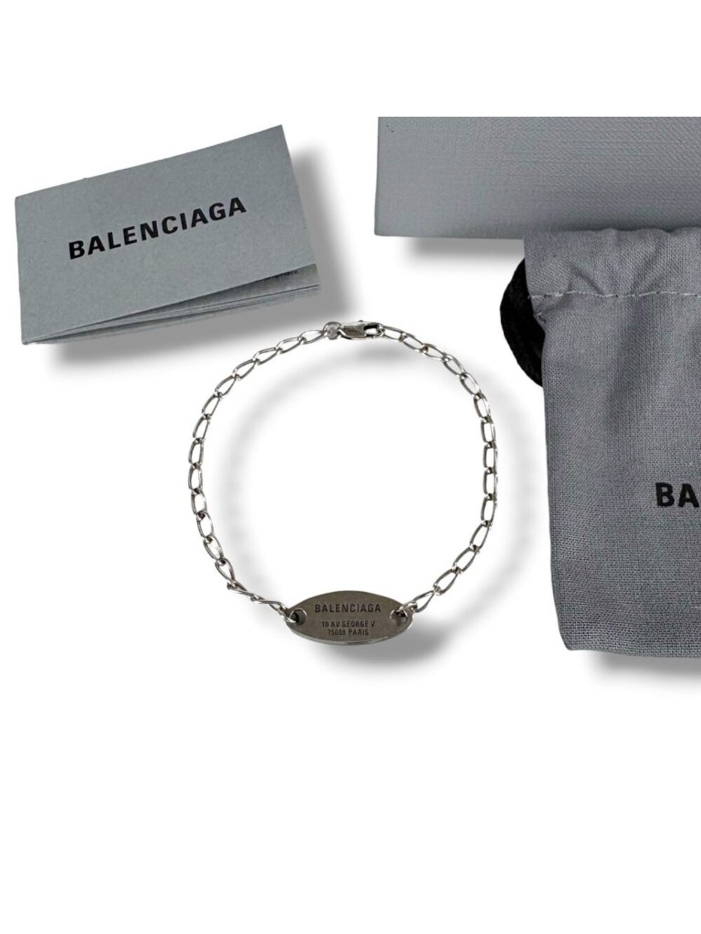 Balenciaga Everyday Bracelet Antique Silver Chain Anklet BB Logo